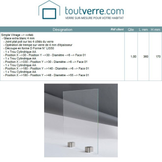 Devis sur mesure verre trempé extra clair 5710