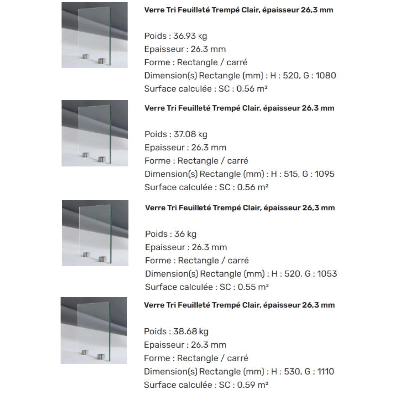 Devis dalle de sol en verre trempé clair de 26.3mm