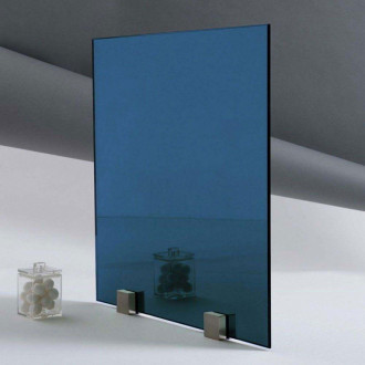 Miroir argenté bleu sur mesure 6mm filmé